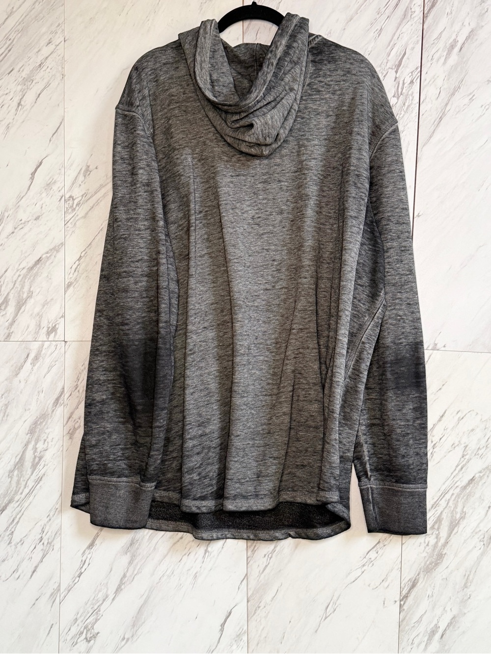 George Men's Gray Burnout Henley Hoodie 2XL Sun Wash Long Sleeve Skater - Picture 4 of 5